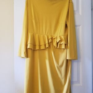 Order Plus yellow frill dress